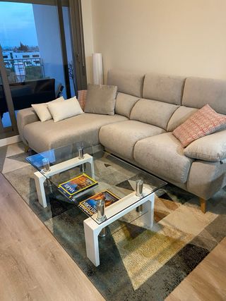 Mesa de centro cristal y metal