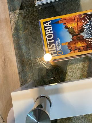 Mesa de centro cristal y metal