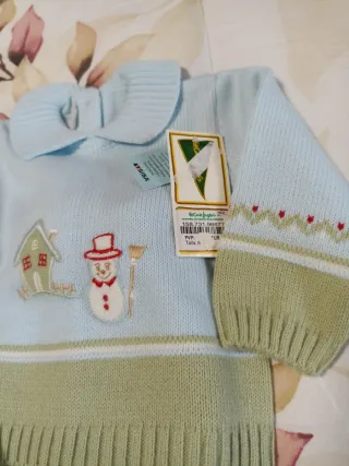 Conjunto bebé invierno casa y muñeco nieve