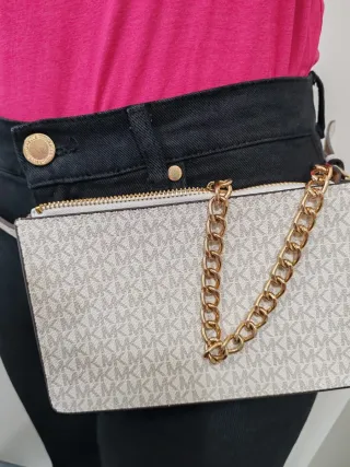 Borsetta Michael Kors beige con catena oro