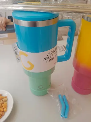 Vusign Termo Azul y Rosa con Pajitas