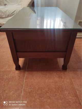 Mesa de centro madera y cristal Madera de roble