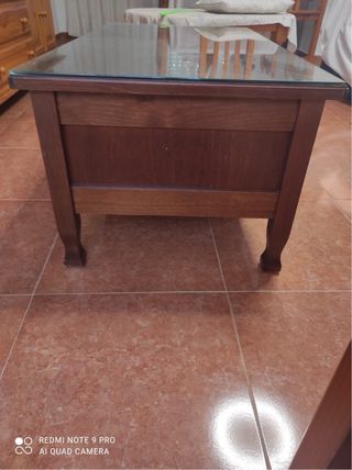 Mesa de centro madera y cristal Madera de roble