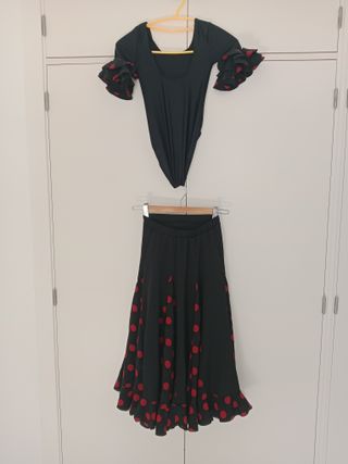 Falda Flamenco Niña Lunares Rojo