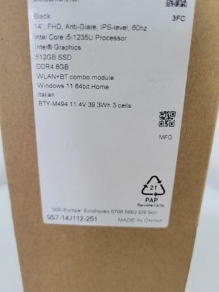 Notebook MSI Modern 14" FHD Intel i5-1235u Iris Xe