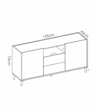 Aparador 2 puertas 2 Cajones. Combinadión de Colo