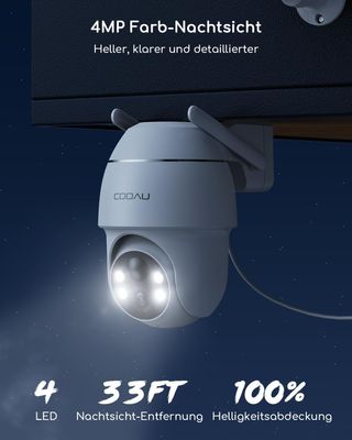 Cámara de seguridad inalámbrica COOAU de 4 MP