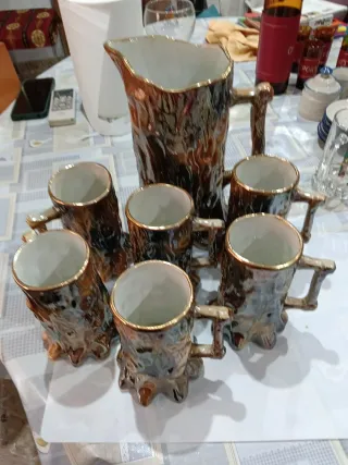 Juego Jarra y Vasos Cerveza Cerámica