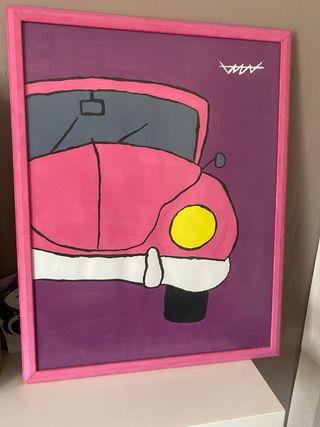Cuadro VW Escarabajo Rosa