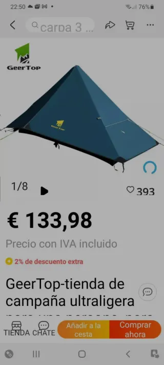 Tienda de campaña GeerTop ultraligera