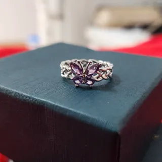 Anillo Plata Ley Mariposa Circonitas Moradas