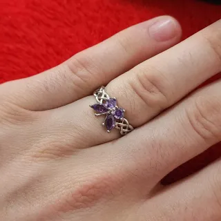 Anillo Plata Ley Mariposa Circonitas Moradas