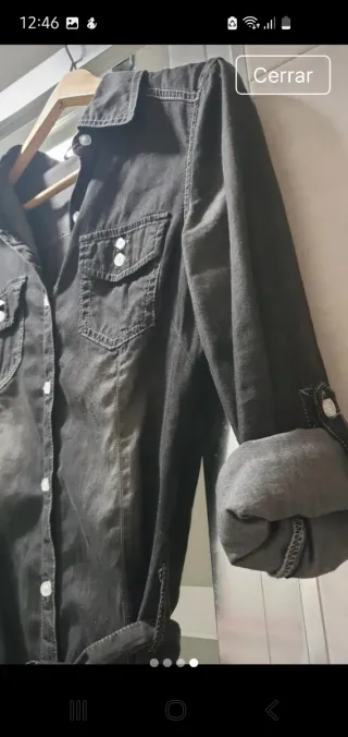 Camisa vaquera negra de algodón