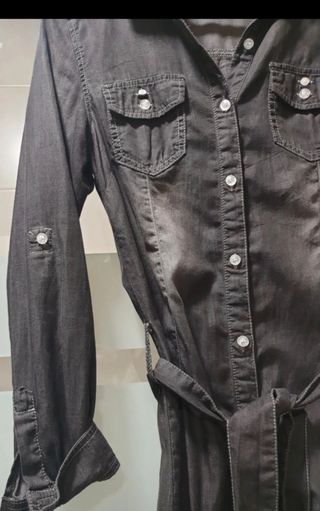 Camisa vaquera negra de algodón