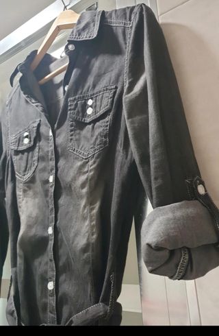 Camisa vaquera negra de algodón