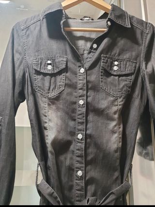 Camisa vaquera negra de algodón