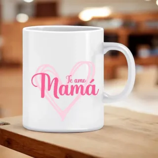 Taza Te amo Mamá Corazón Rosa