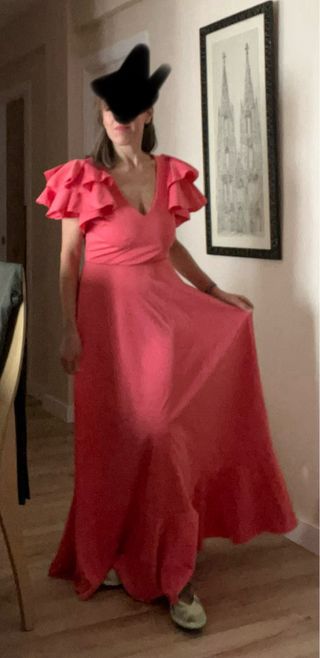 Bata flamenca color coral de lycra