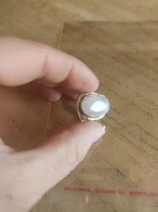 Anello Argento Quarzo Rosa Naturale Misura 18.5