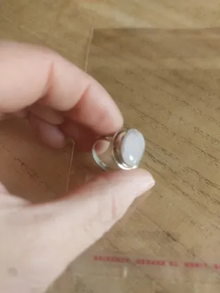 Anello Argento Quarzo Rosa Naturale Misura 18.5