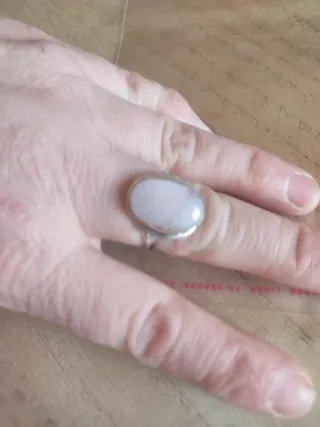 Anello Argento Quarzo Rosa Naturale Misura 18.5