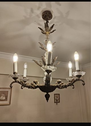 Lámpara de bronce y cristal