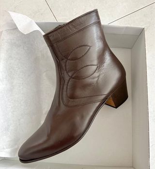 Botines tacon cubano 5 cm piel marron hombre