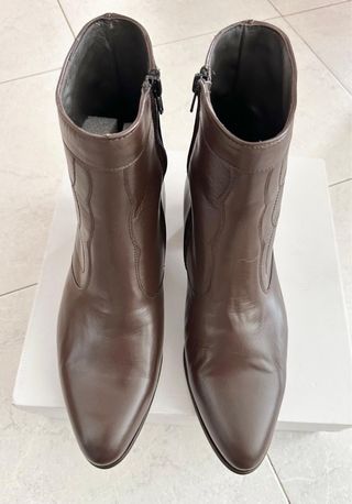 Botines tacon cubano 5 cm piel marron hombre