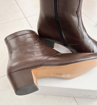 Botines tacon cubano 5 cm piel marron hombre