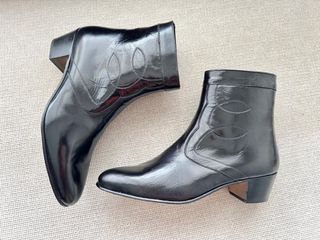 Botines tacon cubano 5 cm piel marron hombre