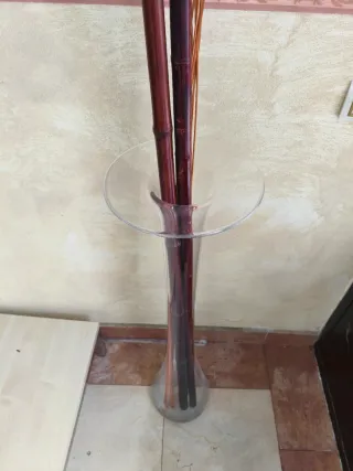 Jarrón alto cristal con bambú