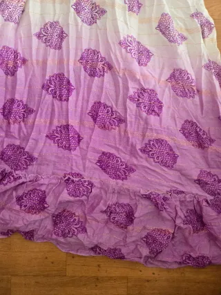 Vestido largo estampado morado y blanco