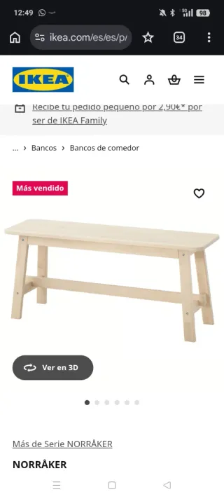 2 x Banco de madera Ikea