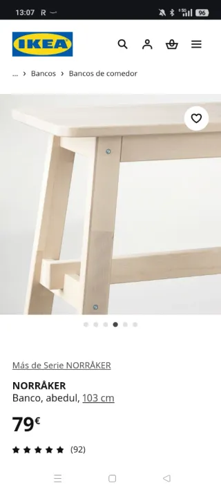 2 x Banco de madera Ikea