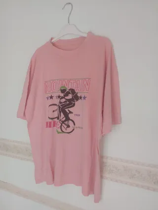 T-shirt Mountain Bike cotone rosa tg L