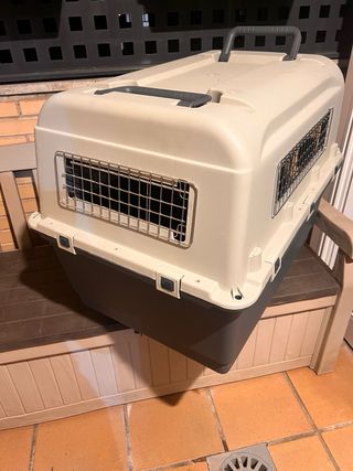 Transportín perro mediano-grande beige/gris