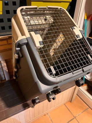 Transportín perro mediano-grande beige/gris