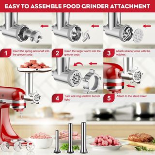 Accessorio per tritare carne con design robusto, compatibile con tritacarne KitchenAid