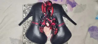 Zapatos Bordello Tacón Alto Negro Rojo