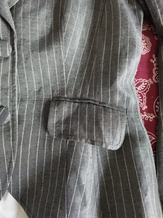 Americana Caramelo Raya diplomática Gris Talla M