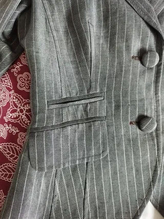 Americana Caramelo Raya diplomática Gris Talla M