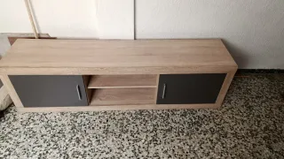 Mueble TV madera y gris