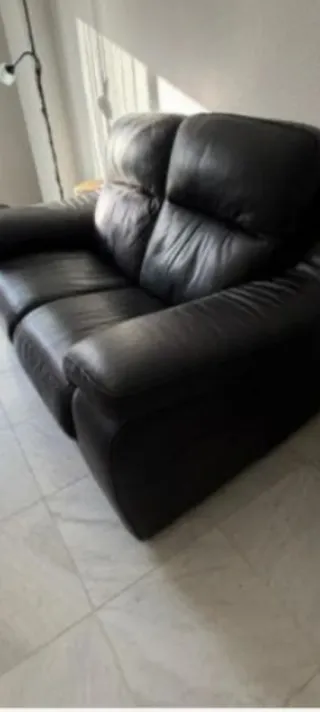 Sofá de piel 2 plazas negro