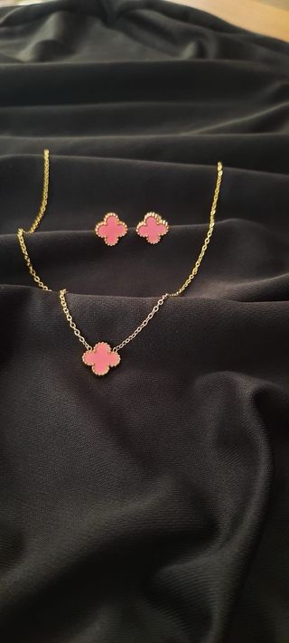 Conjunto Van Cleef Acero Inoxidable Oro Rosa