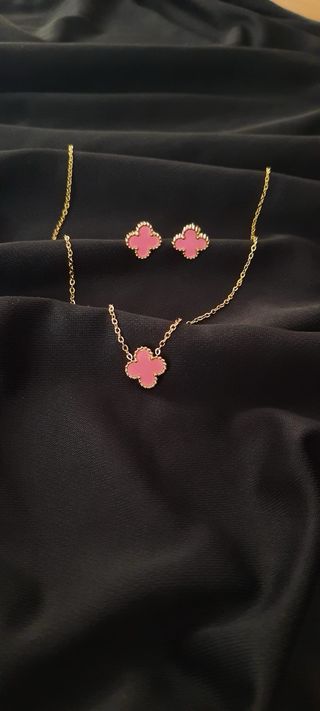 Conjunto Van Cleef Acero Inoxidable Oro Rosa
