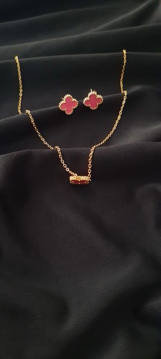 Conjunto Van Cleef Acero Inoxidable Oro Rosa