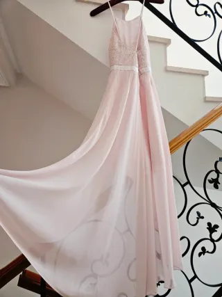 Vestido de fiesta rosa largo