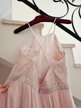 Vestido de fiesta rosa largo