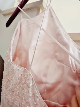 Vestido de fiesta rosa largo