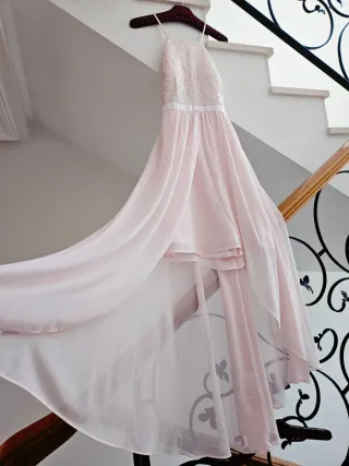 Vestido de fiesta rosa largo